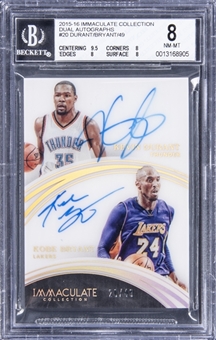 2015-16 Panini Immaculate Collection Dual Autographs #20 Kevin Durant/Kobe Bryant Signed Card (#20/49) - BGS NM-MT 8/BGS 9